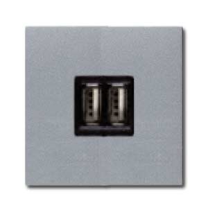 Розетка USB двойная для зарядки 2х750 мА/1х1500 мА, ABB Zenit серебристый 2CLA228500N1301