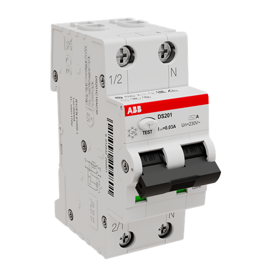 Дифавтомат ABB DS201 C10 A30 (2П C 10A 30mA тип A)