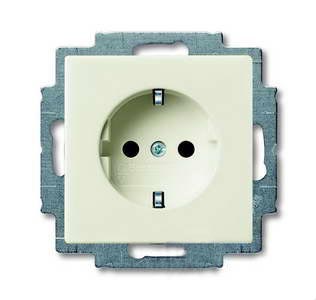 Розетка с заземлением с безвинтовыми зажимами 16А, ABB Basic 55, шале-белый 2CKA002011A6144