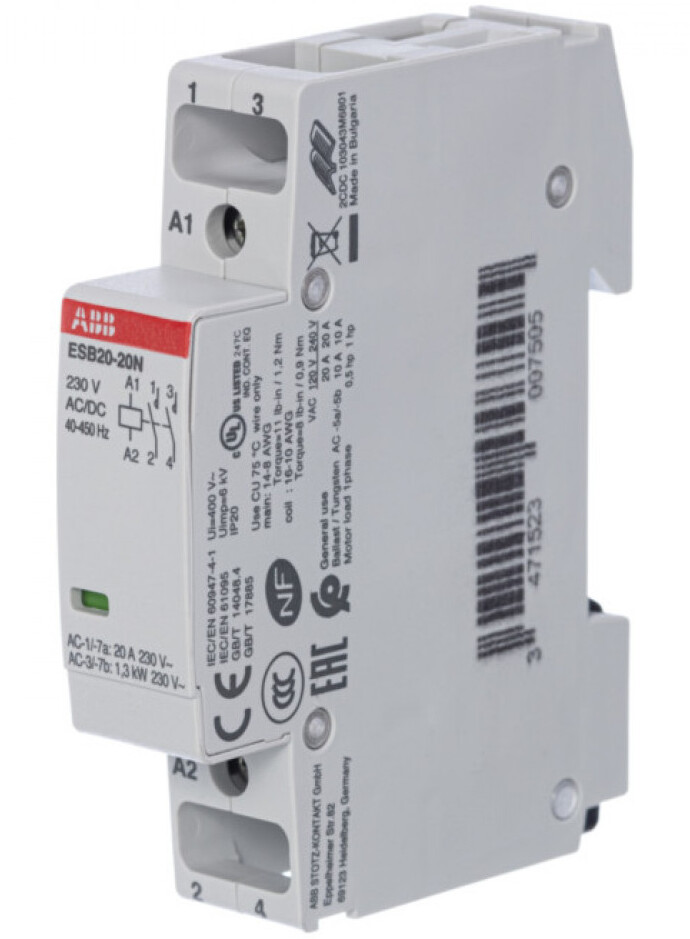 Контактор ESB20-20N-06 модульный катушка 230В AC/DC ABB в Москве