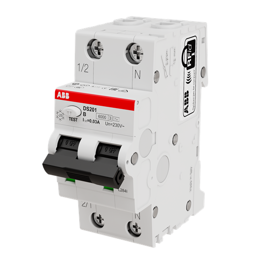 Дифавтомат ABB DS201 B10 AC30 (2П B 10A 30mA тип AC)