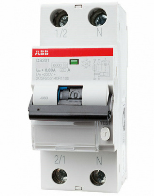 ABB DS201 B25A30 Диффер. автомат 2х полюсный 25А 30 mA ,тип А,хар.B,6кА 2CSR255140R1255 1Р в Москве