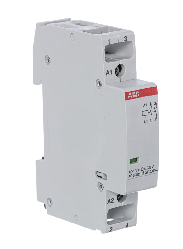 ABB Контактор ESB20-20N-01 модульный (20А АС-1, 2НО), катушка 24В AC/DC