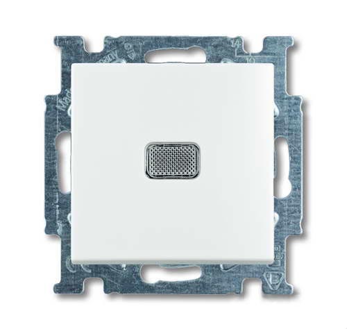Переключатель одноклавишный с подсветкой (с 2-х мест) ABB Basic 55, альпийский белый 2CKA001012A2143