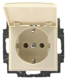 ABB Basic 55 Розетка 2Р+Е 16А с крышкой Слоновая кость 2CKA002018A0351 (2018-0-0351) в Москве