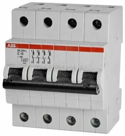 ABB S204 Автоматический выключатель 4P 6A (C) 6kA арт. 2CDS254001R0064 в Москве