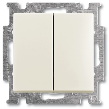 Переключатель двухклавишный Basic 55, без подсветки, рамки, белый, ABB (1012-0-2144) в Москве