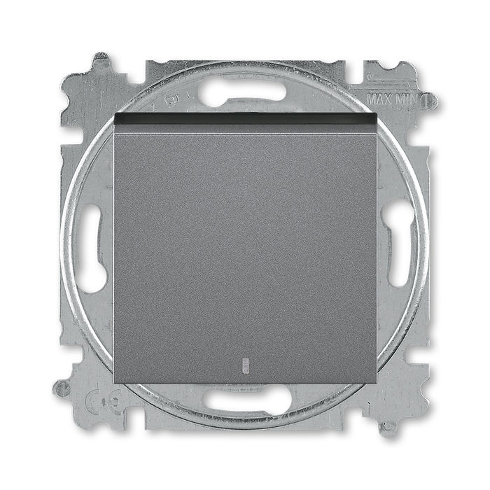 Переключатель одноклавишный с подсветкой ABB Levit (с 2-х мест) 10А, сталь-дымчатый чёрный 2CHH590646A6069