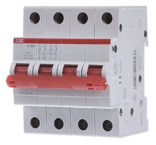 ABB SD204 Рубильник 4P 16A рычаг красный
