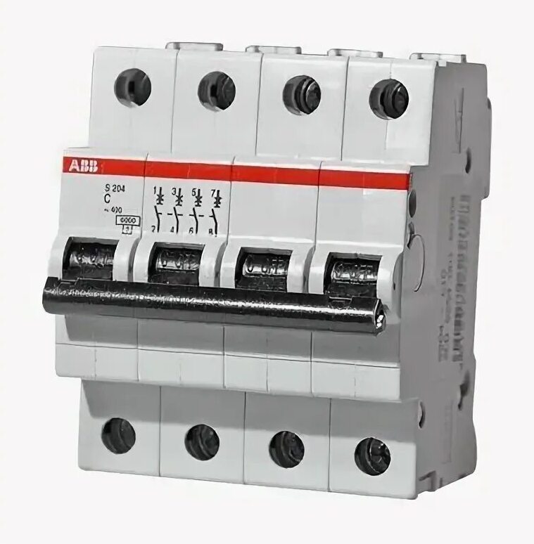 ABB S204 C25 Автоматический выключатель 4-x полюсный 25А 6кА с хар. 230/415В 2CDS254001R0254 в Москве