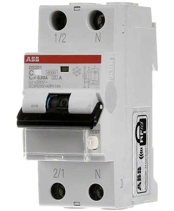 Выключатель автоматический дифференциального тока DSH201R C25 AC30 ABB 2CSR145001R1254 / 2CSR245072R1254, шт в Москве