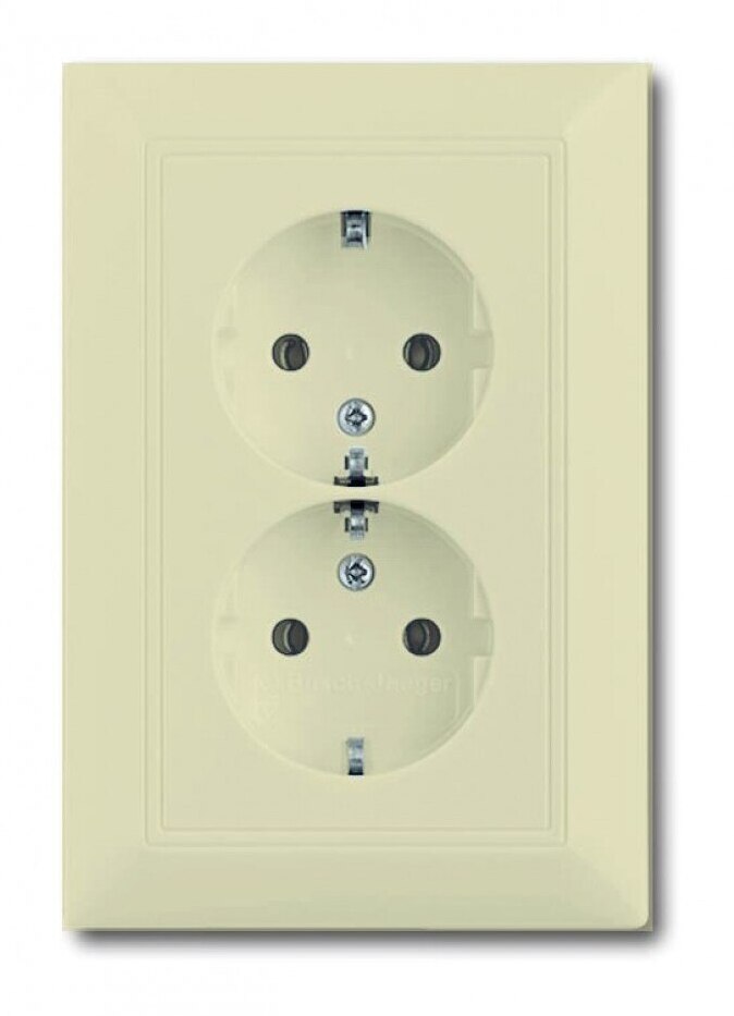 ABB BJB Basic 55 Беж Розетка 2-ая с/з моноблок, с защитными шторками тип: розетка, цвет: бежевый, монтаж: встраиваемый в Москве