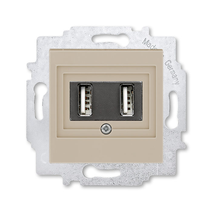 Usb розетка двойная для зарядки (1,4А) ABB Levit, кофе макиато 2CHH290040A6018