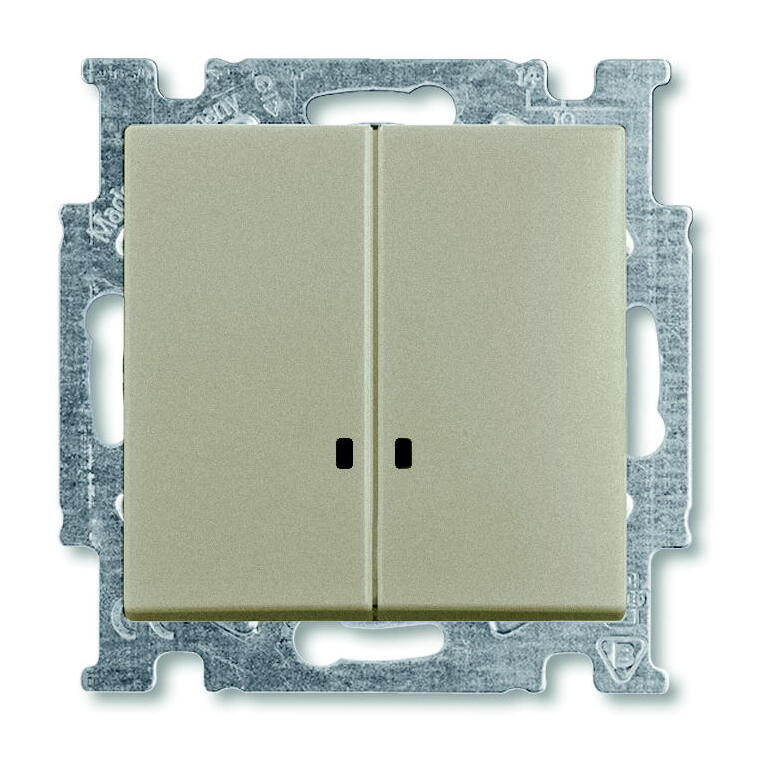 Переключатель двухклавишный Basic 55, без подсветки, без рамки, слоновая кость, ABB (1012-0-2151) в Москве