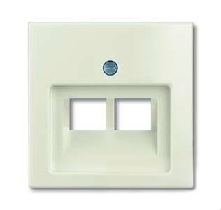 Розетка компьютерная двойная RJ-45 6 кат. (механизм JUNG), ABB Basic 55, шале-белый 2CKA001753A0209 + UAE8-8UPOK6