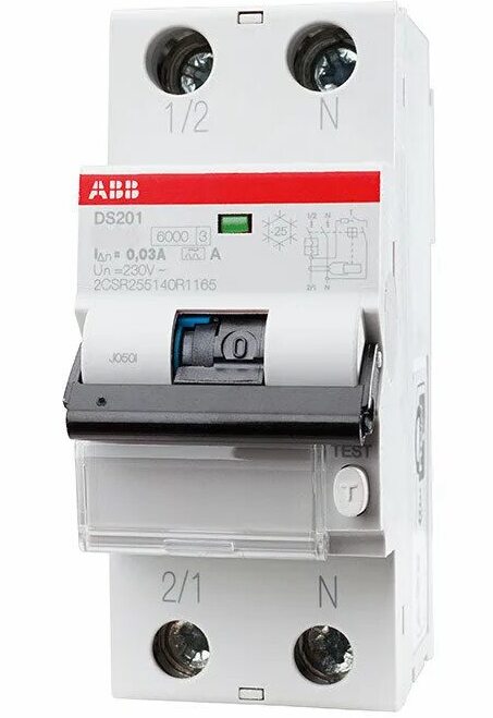 ABB DS201 2CSR255180R1254 Автоматический выключатель дифференциального тока однополюсный+N 25А (тип AC, 6 кА) в Москве