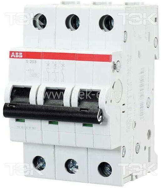 ABB S203 C50 Автоматический выключатель 3-x полюсный 50А 6кА с хар. 2CDS253001R0504 нагрузки 80а в Москве