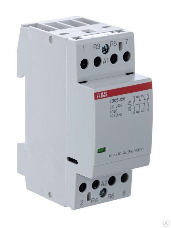 Контактор ESB25-22N-06 ABB модульный (25А АС-1 2НО+2НЗ) катушка 230В AC/DC авв в Москве