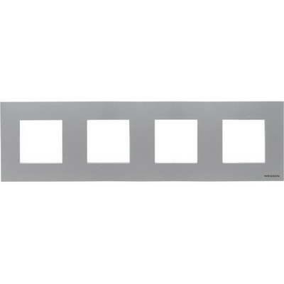 Рамка на 4 поста ABB Zenit, немецкий стандарт (серебристый) 2CLA227190N1001 + 2CLA227190N1001 + 2CLA227190N1001 + 2CLA227190N1001 + 2CLA227400N1301