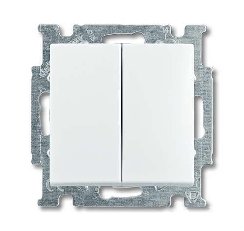 Выключатель двухклавишный ABB Basic 55, альпийский белый 2CKA001012A2141