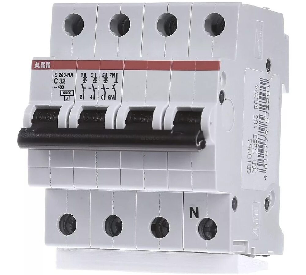 ABB S204 C2 Автоматический выключатель 4x полюсный 3P+N на 2А 6кА тип АС 230/400В 2CDS254001R0024 сумеречный в Москве
