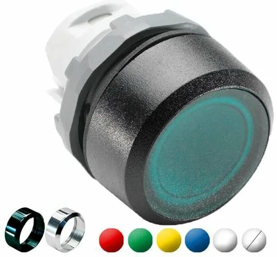 Abb COS Кнопка MP3-11G зеленая выступающая (только корпус) с подсветкой без фиксации в Москве