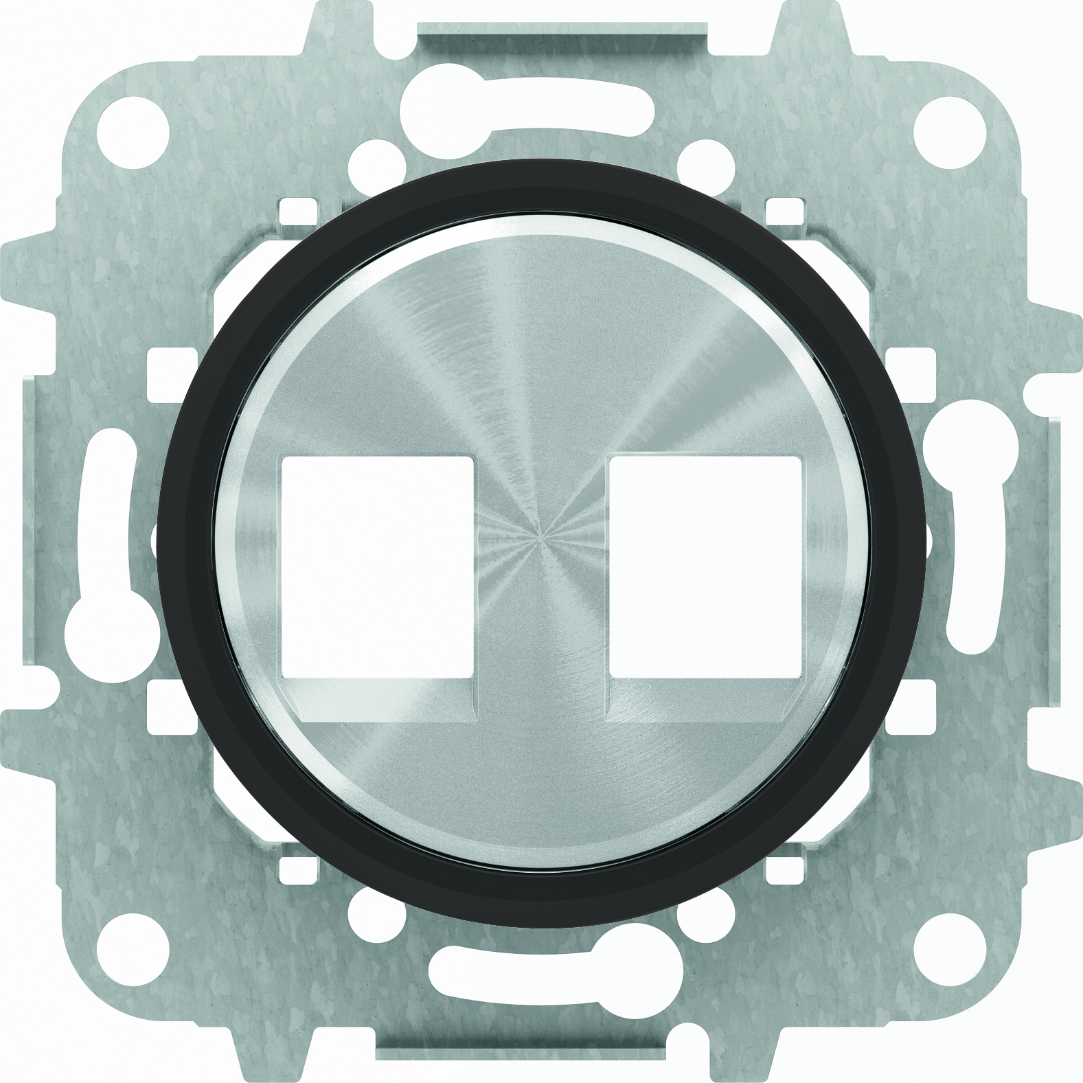 Розетка телефонная двойная RJ12 ABB Skymoon, черное стекло 2CLA201720A1001 + 2CLA861820A1501