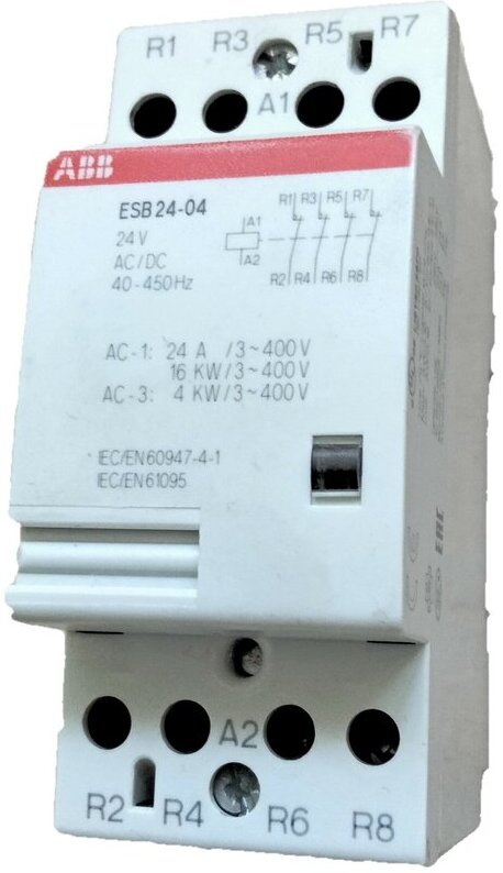 Контактор EN25-40N-06 модульный с ручным управлением (25А АС-1, 4НО), катушка 230В AC/DC ABB в Москве