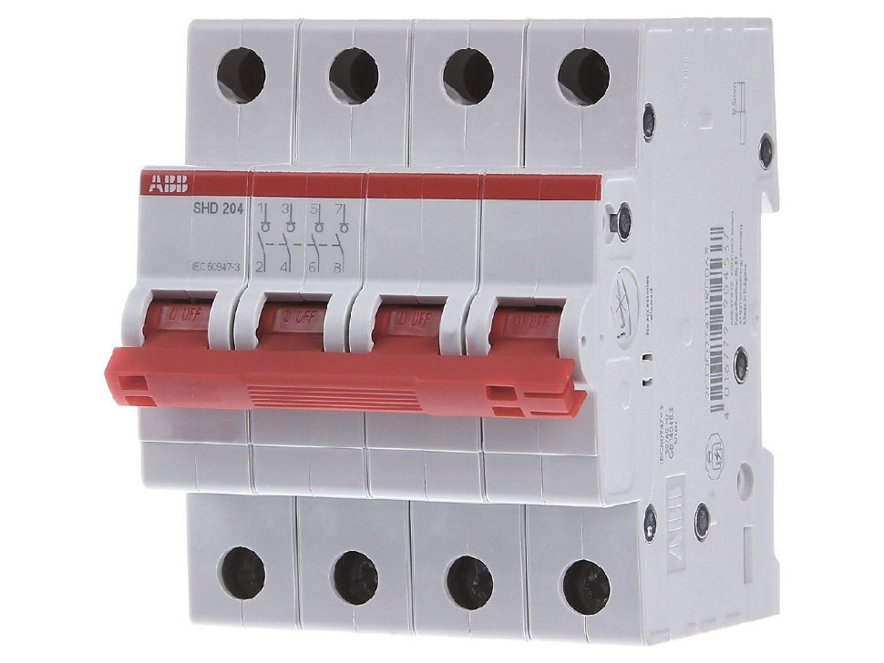 ABB SHD204 Рубильник 4P 25A рычаг красный