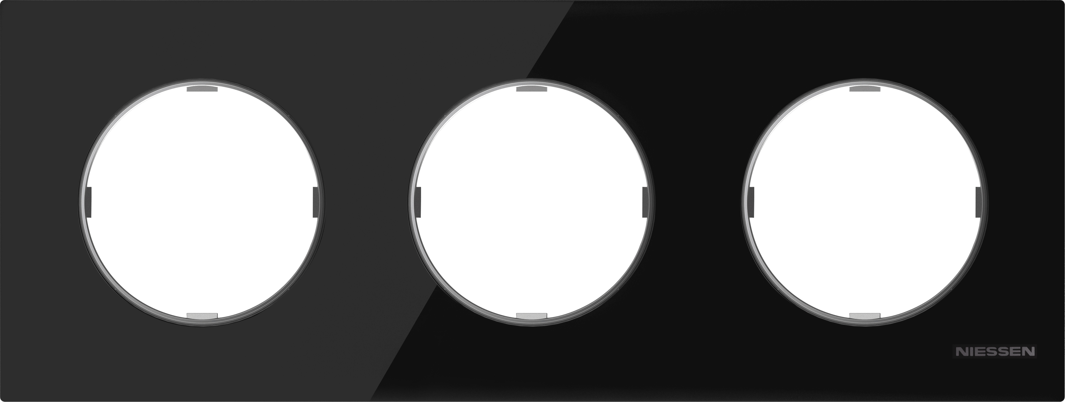 Рамка тройная ABB Skymoon, черное стекло 2CLA867300A3101