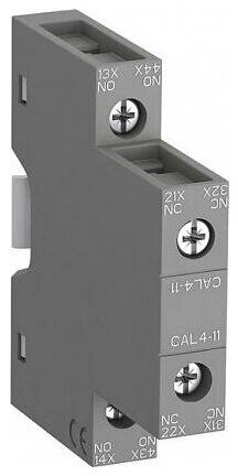 Блок контактный CAL4-11 (1НО+1НЗ) боковой для контакторов AF09-AF96 реле NF22E-NF44E 1SBN010120R1011 ABB тип: усилительный модуль для контактора, тип напряжения управления: AC/DC (перемен./постоян в Москве