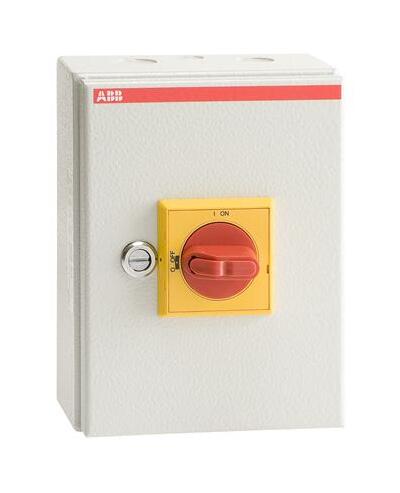 Abb SGC Рубильник в боксе OTL32BA3M до 32A 3-полюсный, желто-красная ручка, перфорация 4х25.5+2x16.5 в Москве