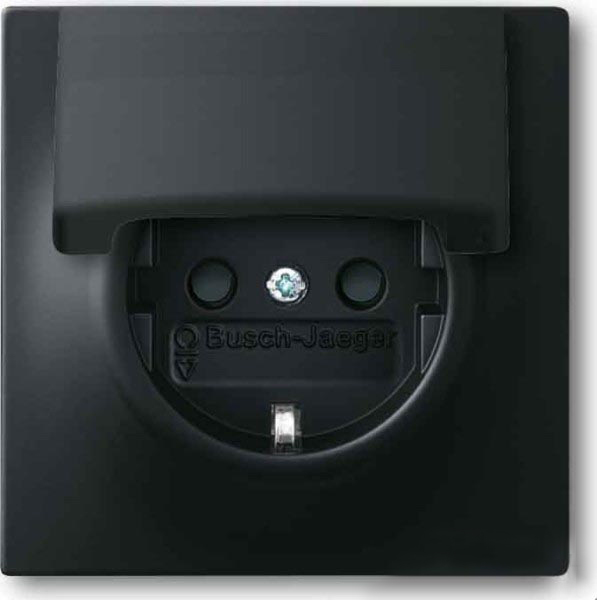 Розетка с заземлением с откидной крышкой 16 А / 250 В~, ABB Impuls черный бархат 2CKA002018A1496