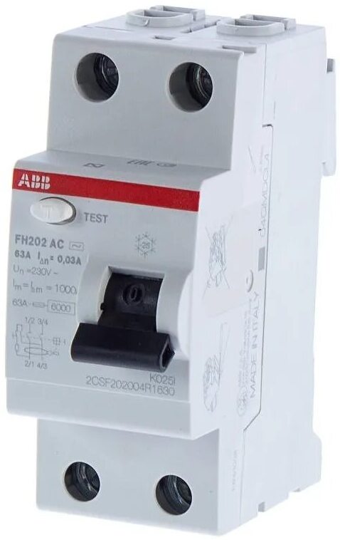 ABB F202 A-63/0.03 УЗО 2-х полюсное 63А 30мА тип А 230В 2CSF202101R1630 Sd202 63 в Москве