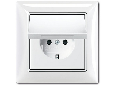 ABB Basic 55 Альпийский белый Розетка SCHUKO 16А 250В, IP44, в сборе в Москве