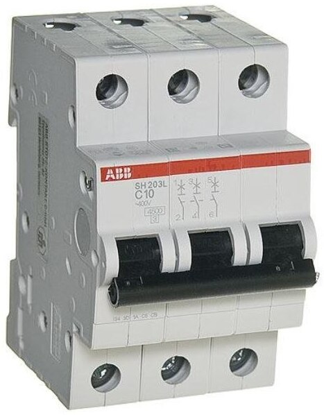 ABB SH203L 2CDS243001R0104 Автоматический выключатель трехполюсный 10А (4.5 кА, C) в Москве