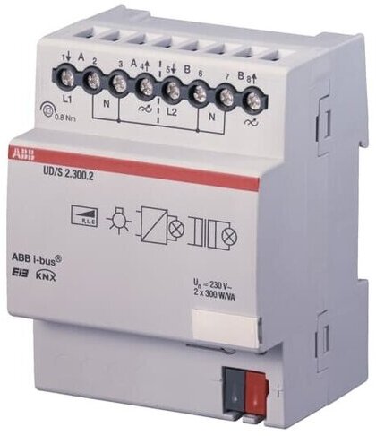ABB KNX UD/S 2.300.1 Светорегулятор универсальный 2х300ВА или 1х500 Вт, DIN-рейка, цвет белый в Москве
